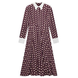 Mint Velvet Burgundy Geometric Print Midi Dress